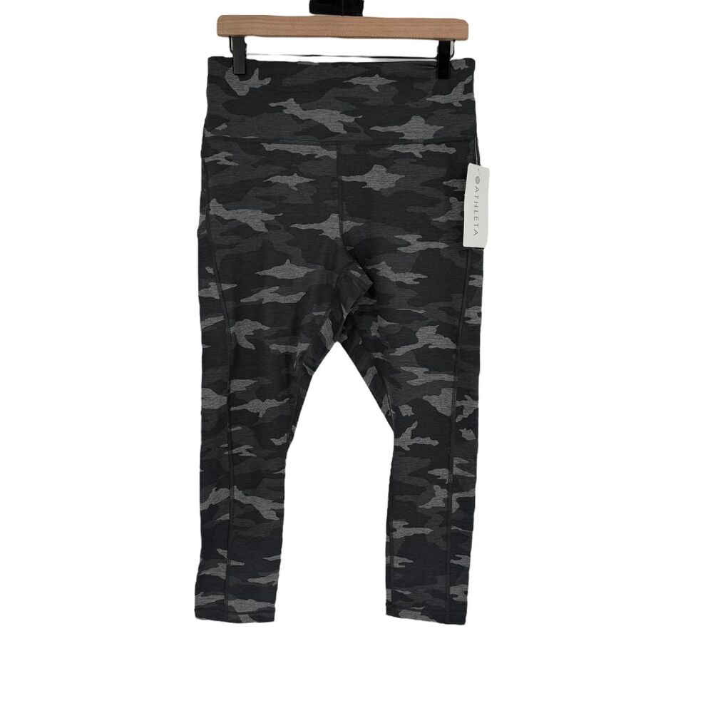 Athleta Camo 7/8 Leggings 1X Gray High Rise Compression Stash Pocket Active NWT - Picture 2 of 16